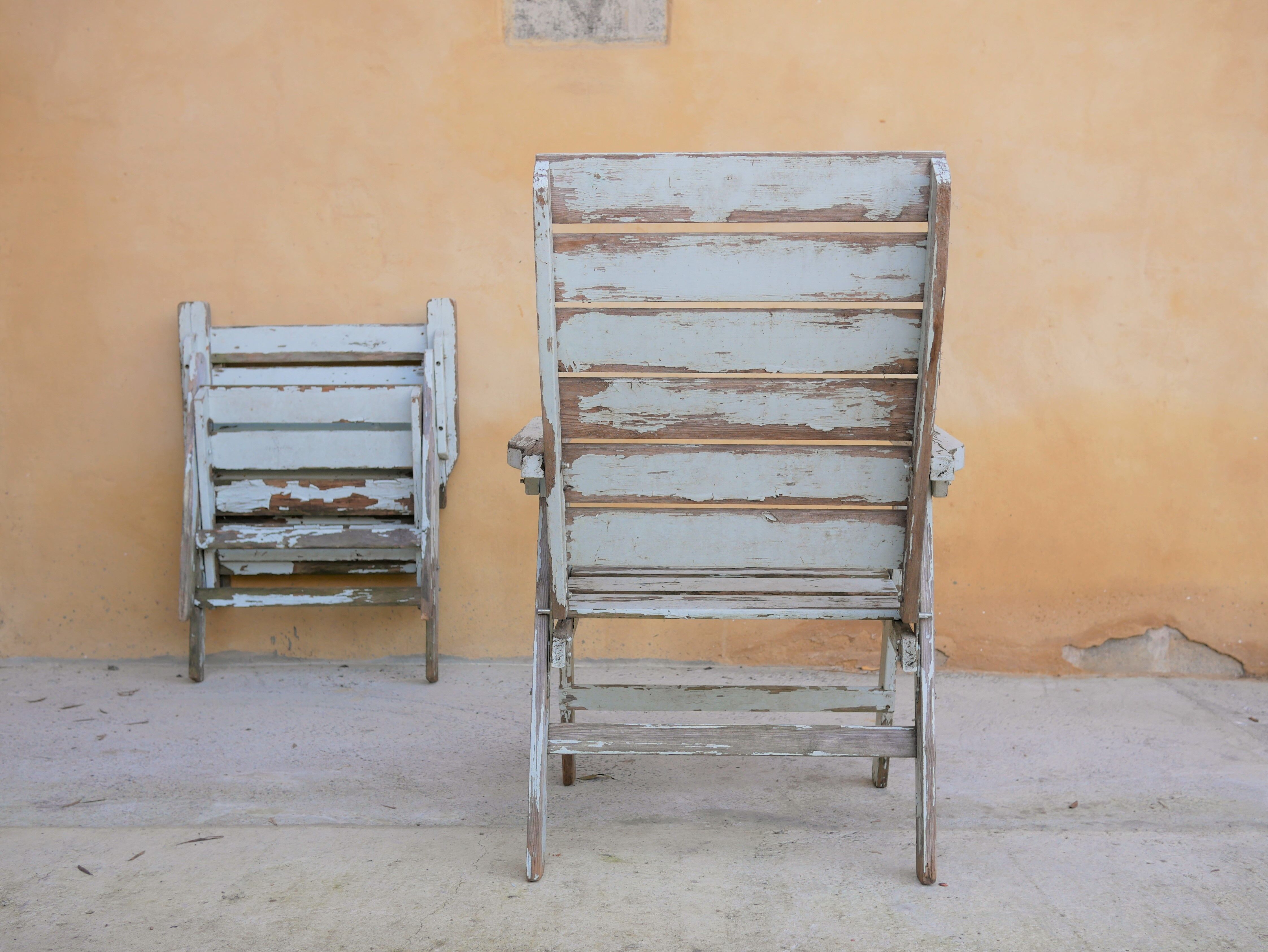 Vintage wooden folding garden chair