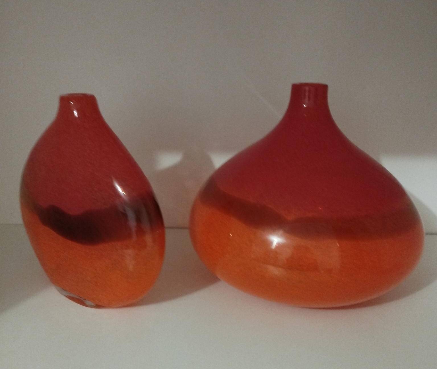 Pair or 2 glass paste vases from the 80s vintage.