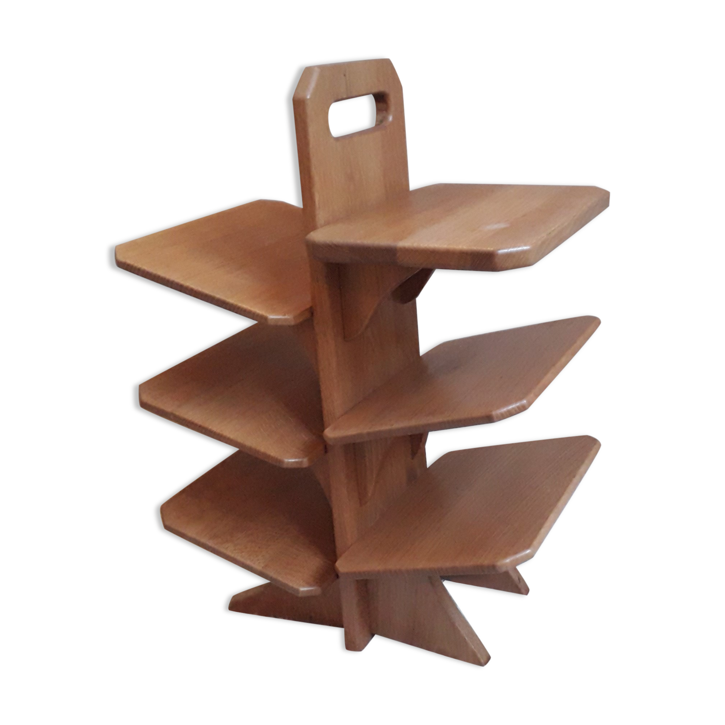 Solid oak bookcase magazine holders 80s