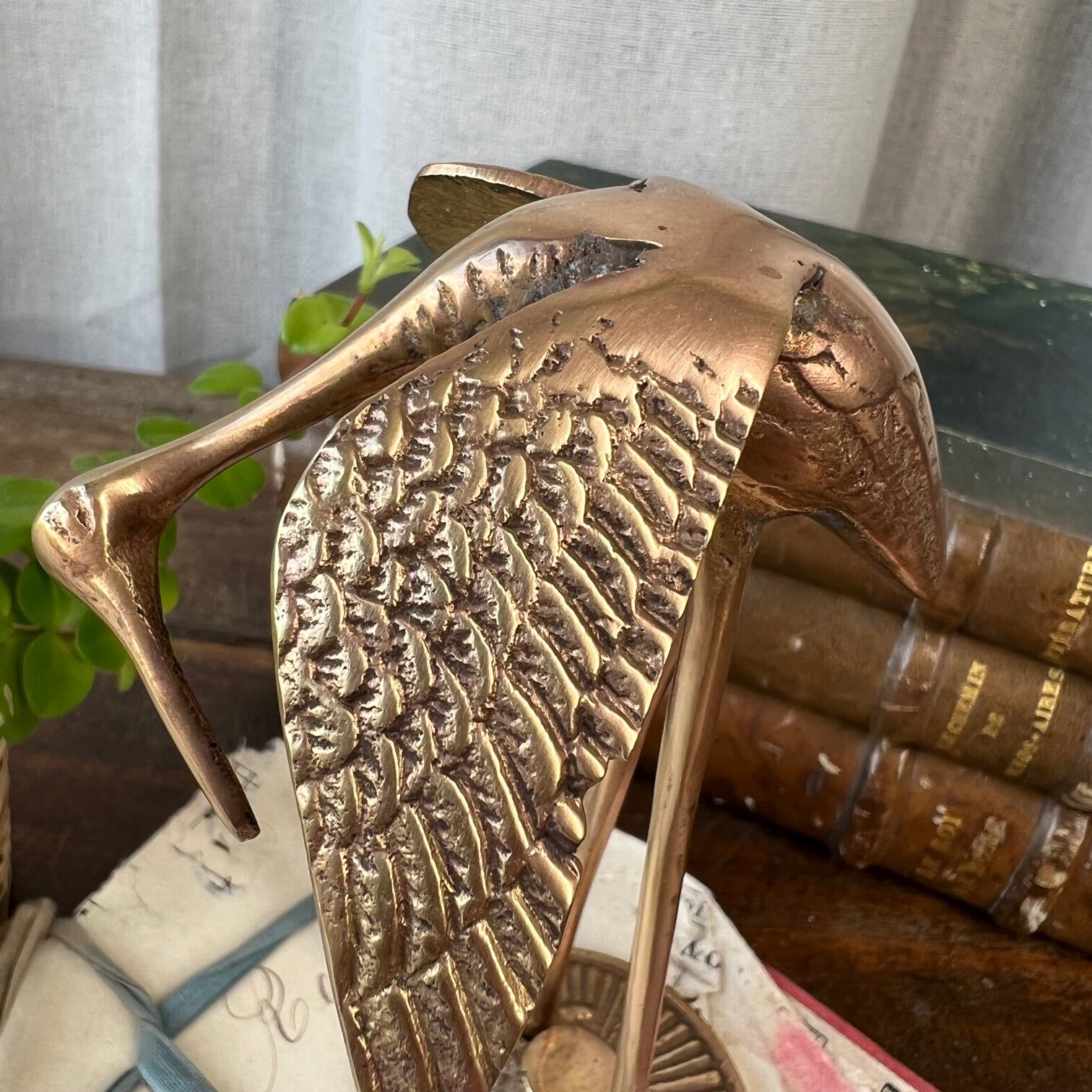 Vintage brass heron