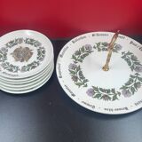 Gien earthenware cheese service 7 pieces including 6 plates + tray