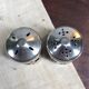 Salt and pepper shaker in metal and blue glass 1930'