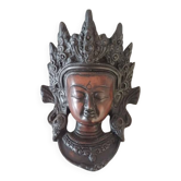 1980s Hand-Carved Wood Buddha Wall Mask