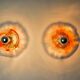 Pair of round wall lights by Murano Mazzega in orange frosted glass, Italy, 1970