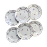 6 small vintage floral porcelain plates - Salins