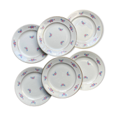 6 petites assiettes vintage en porcelaine fleurie - Salins