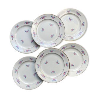 6 petites assiettes vintage en porcelaine fleurie - Salins