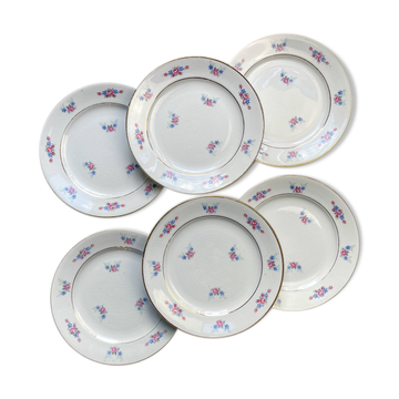 6 petites assiettes vintage en porcelaine fleurie - Salins