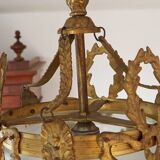 Antique French Louis XVI Style Glass and Bronze Pendant Lamp c. 1900