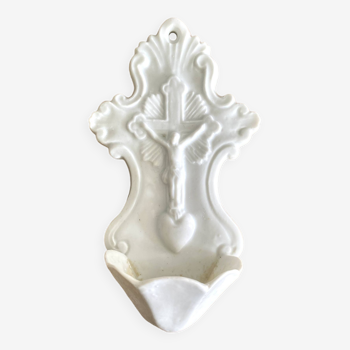 Bénitier de chevet, porcelaine, 19e