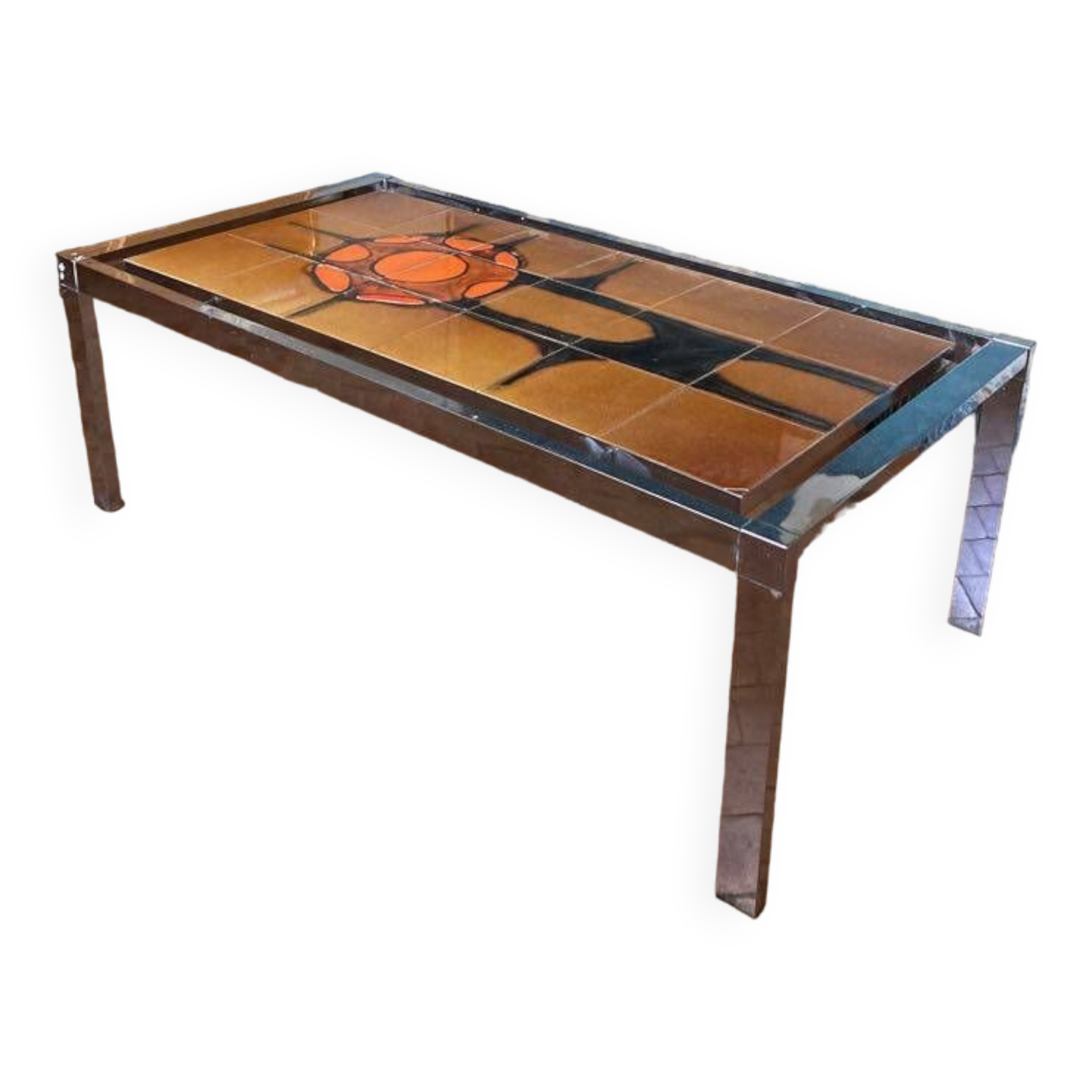 Chrome and ceramic coffee table