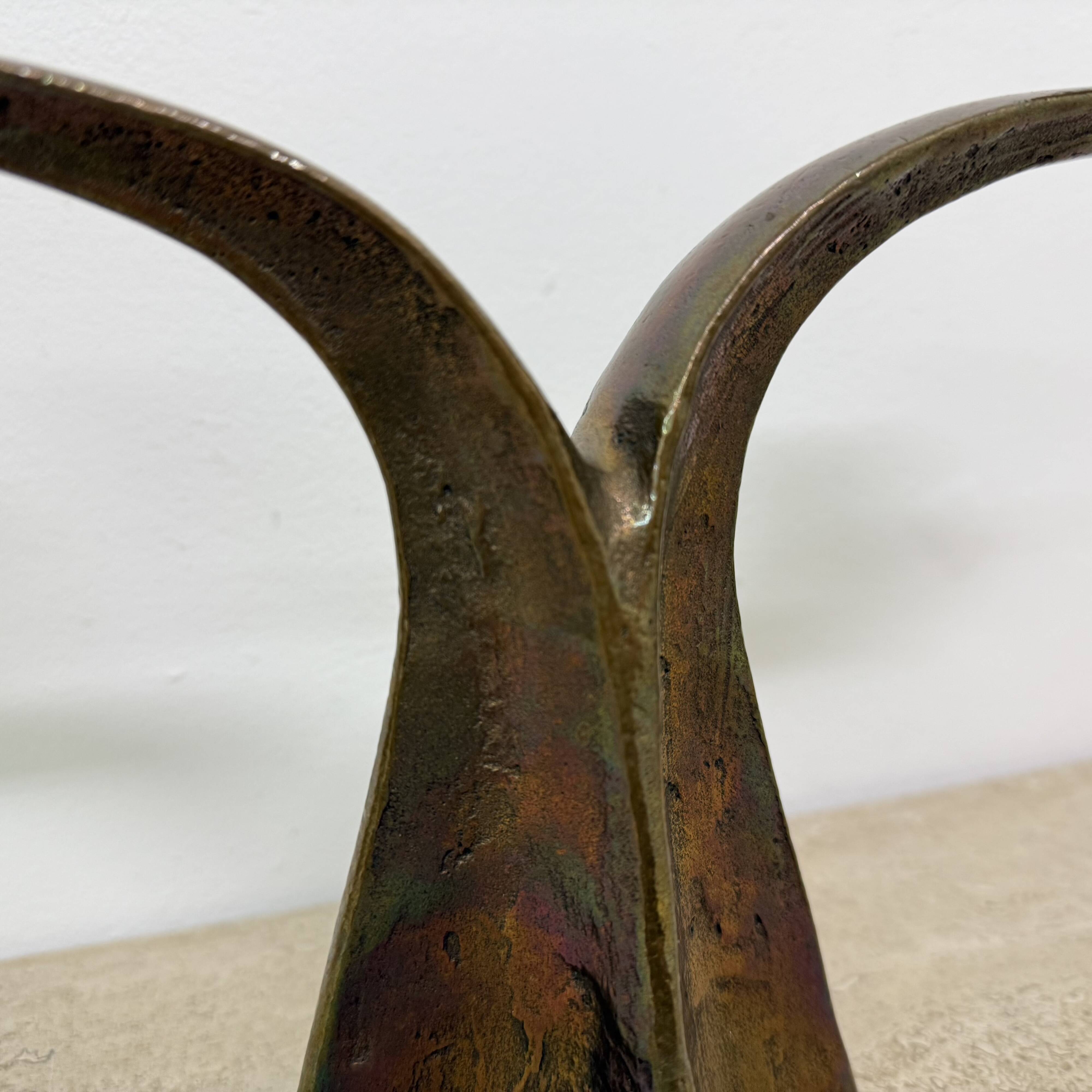 Brutalist bronze candle stick by Michael Harjes , 1970s