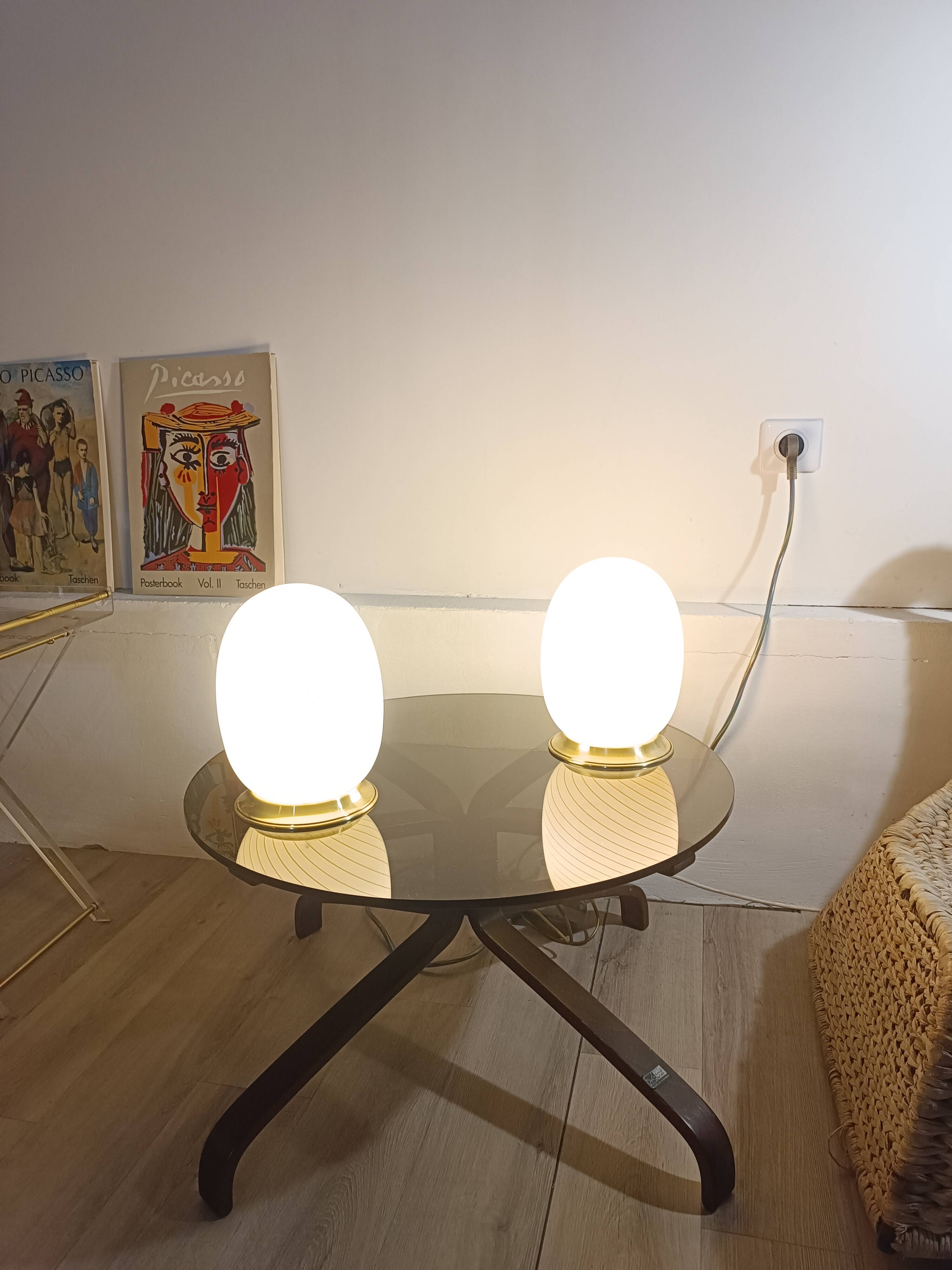 Pair of Eggs lamps, Murano glass, 1970s