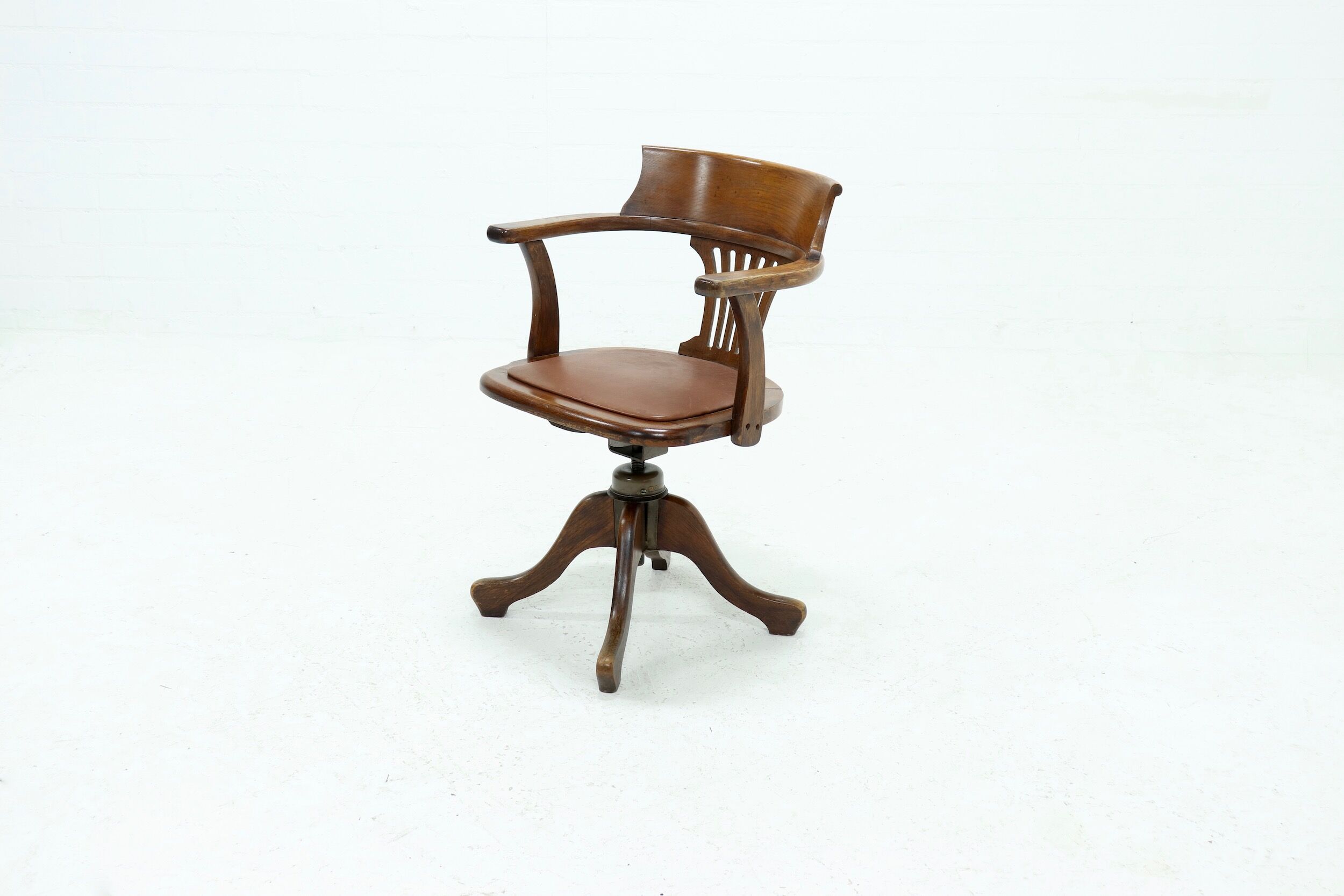English antique hillcrest swivel desk chair 1920s