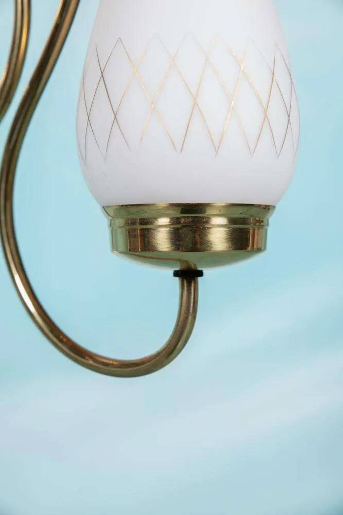 1950s Swedish mid-century suspension, vintage opaline lamp.