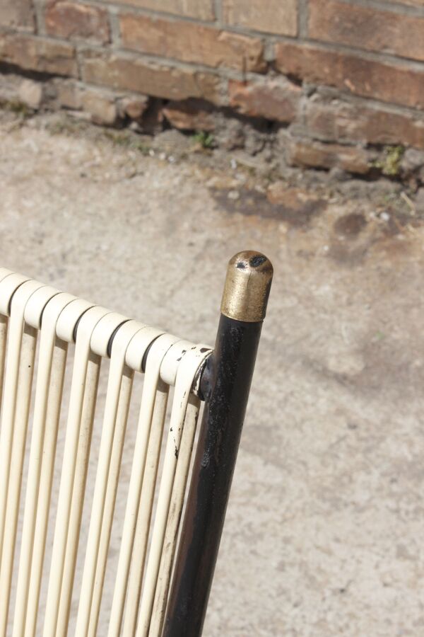 Fauteuil fer forgé, laiton & scoubidou, France 1950s