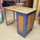 Vintage children's desk with tubular structure and wood tray - 50s