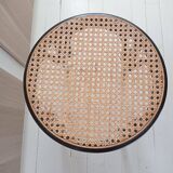 Curved wood and cane stool