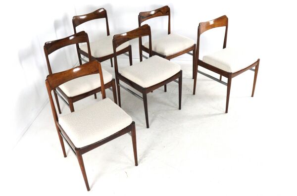 Ensemble de 6 chaises de salle à manger en bois de rose 'Bennekom' - nouvelle tapisserie
