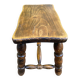 Small vintage low stool made of turned solid wood footrest 1960