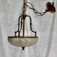 Vintage suspension in gilded brass and pressed glass