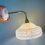 Angled wall lamp with vintage shade in yellow Clichy glass and silver edging