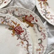 6 polychrome ironstone dinner plates "Wentworth" by Emile Bourgeois