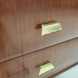 High-Quality Walnut Chest of Drawers with a Thick Glass Top, Italy