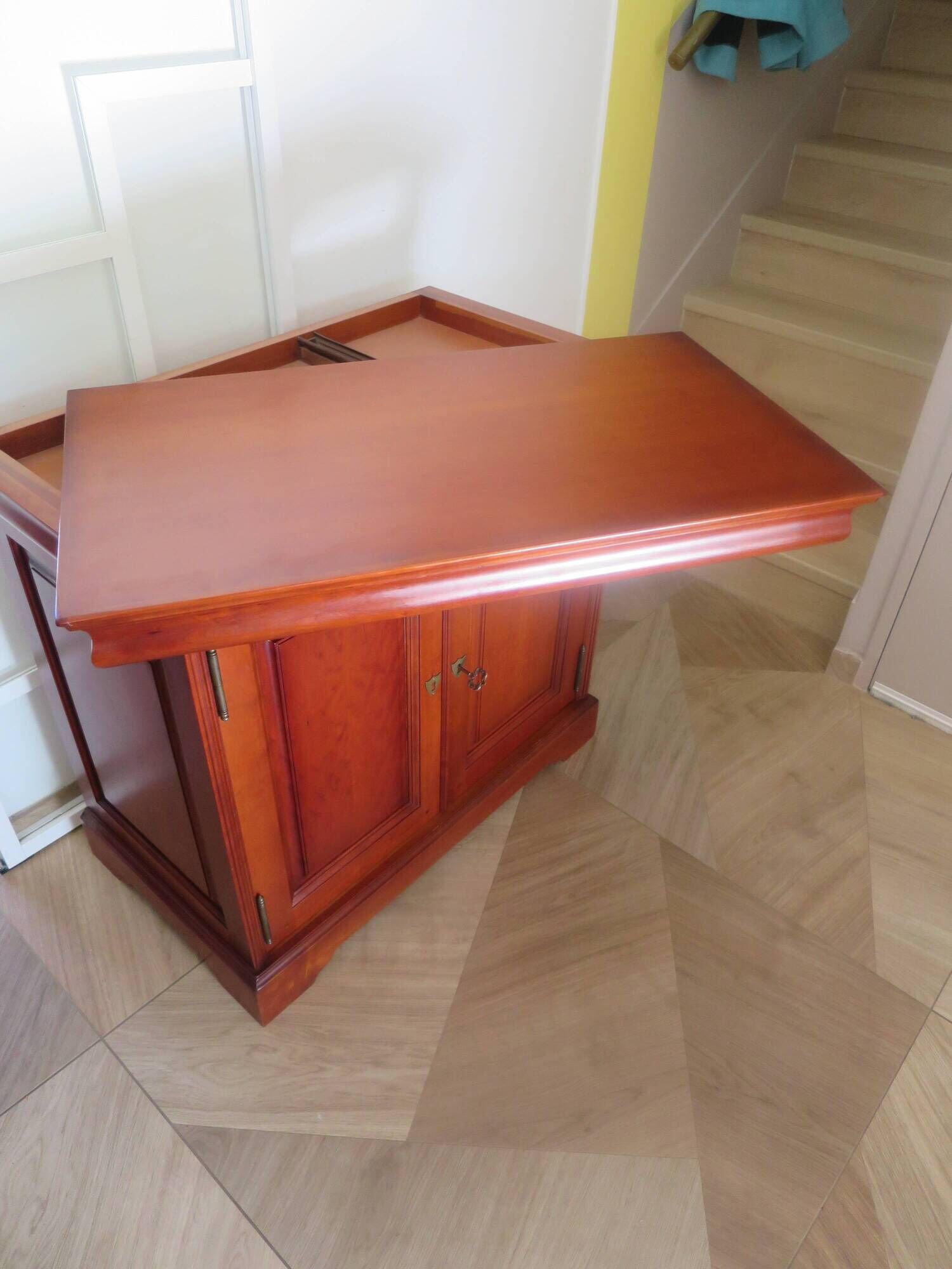 Occasional furniture - TV unit - Rotating tray - Louis Philippe - Solid wood