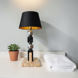 Sculptural lamp in marble and chrome - Modernist Art Deco style