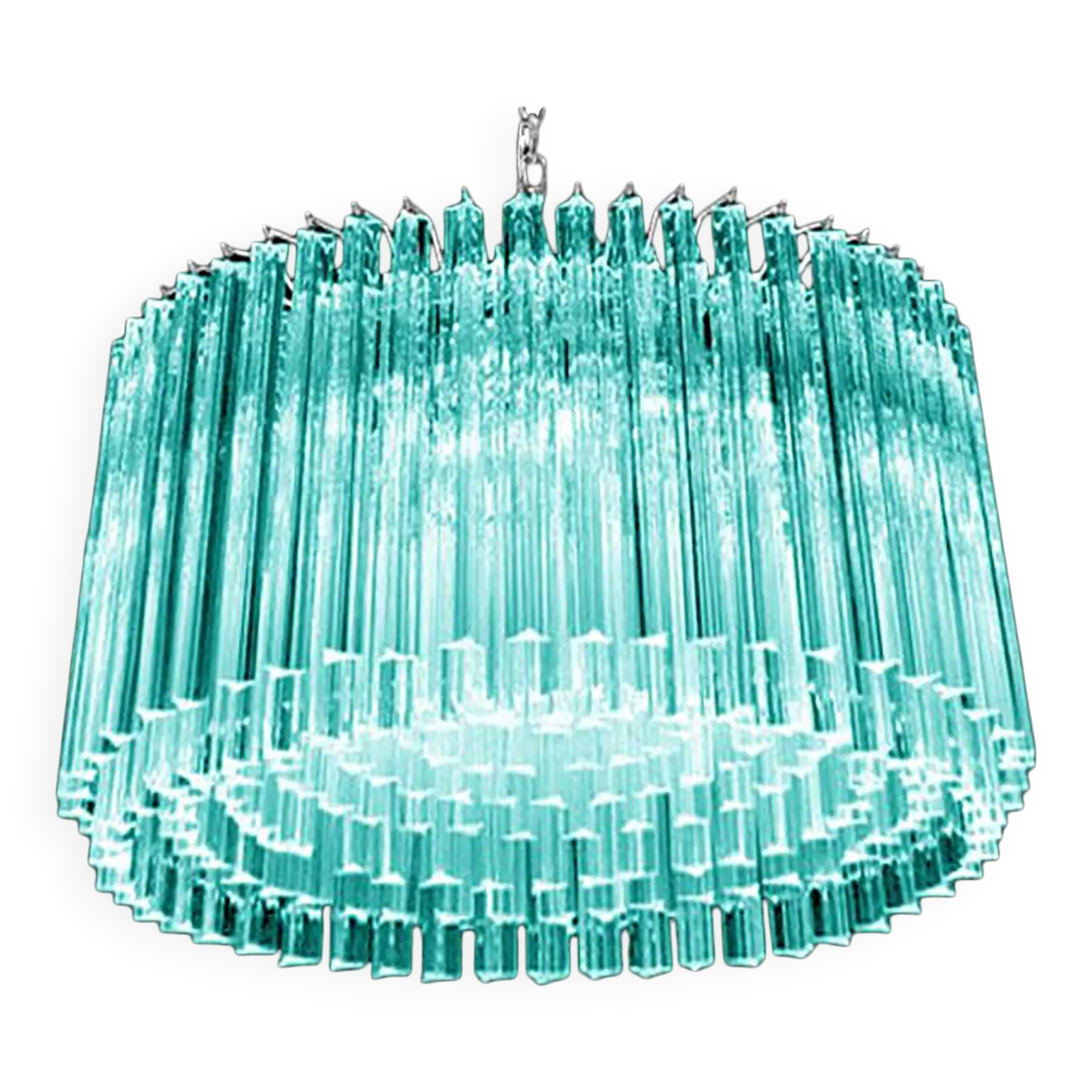 Mid-Century Modern Italian Light Blue Triedro "Concava" Chandelier