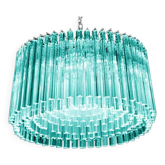 Mid-Century Modern Italian Light Blue Triedro "Concava" Chandelier