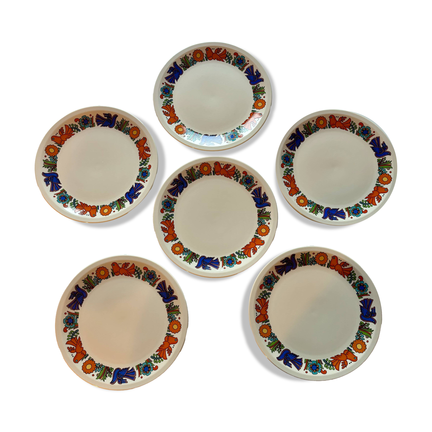 6 Villeroy and Boch Acapulco flat plates 1967 vintage