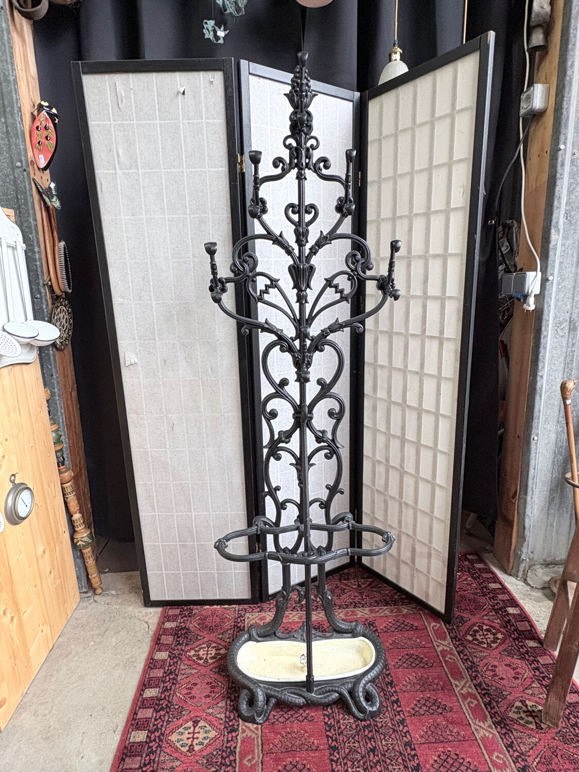 Art Nouveau cast iron coat rack