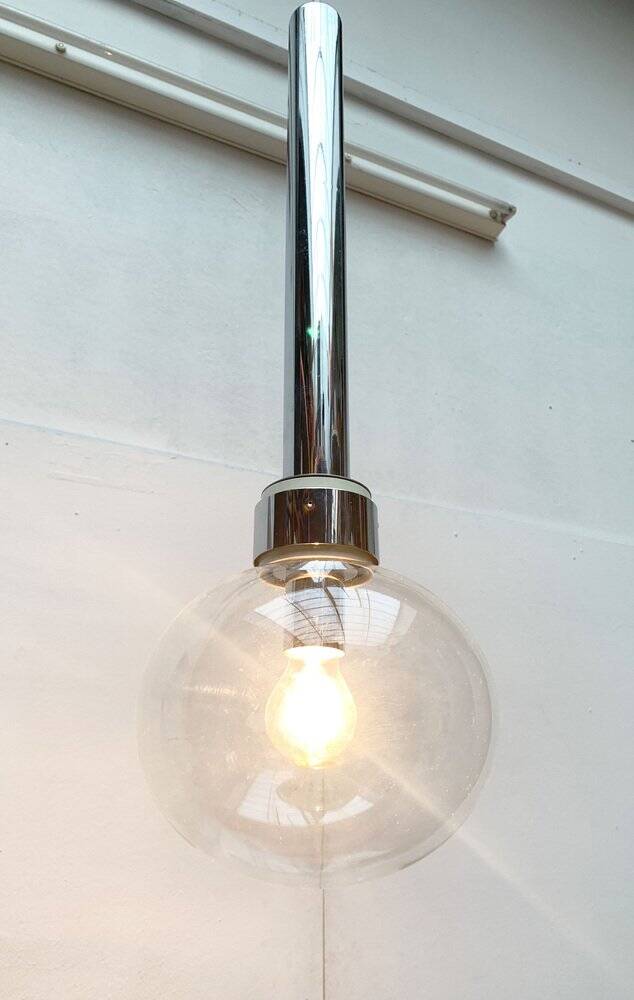 Vintage Space Age Suspension in Chrome and Glass by Motoko Ishii for Staff, 1970s