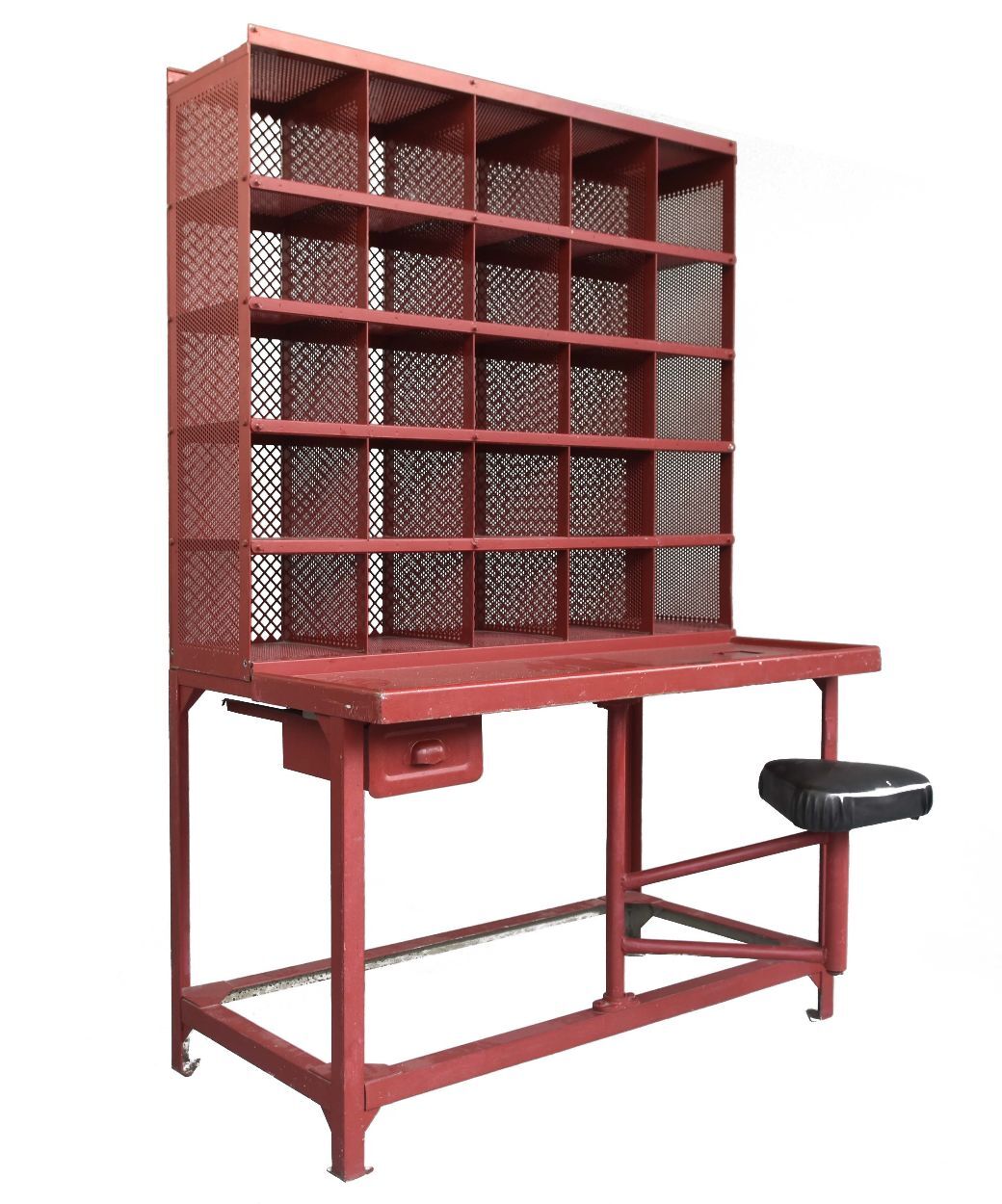 Red Tolix industrial style postal sorting locker
