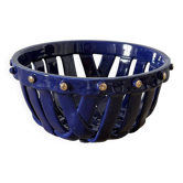 Large cobalt blue openwork bowl with golden studs