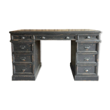 Bureau, meuble de salle de bain ancien en bois patiné noir