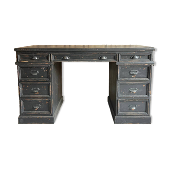 Antique Black Patinated Desk, Vanity Unit