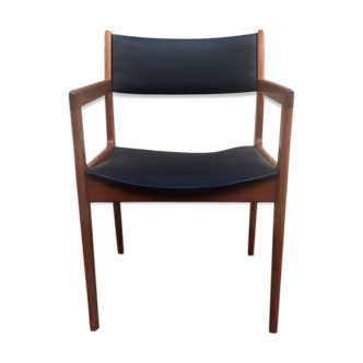 Office armhair in leatherette grainy with structure wood 1960