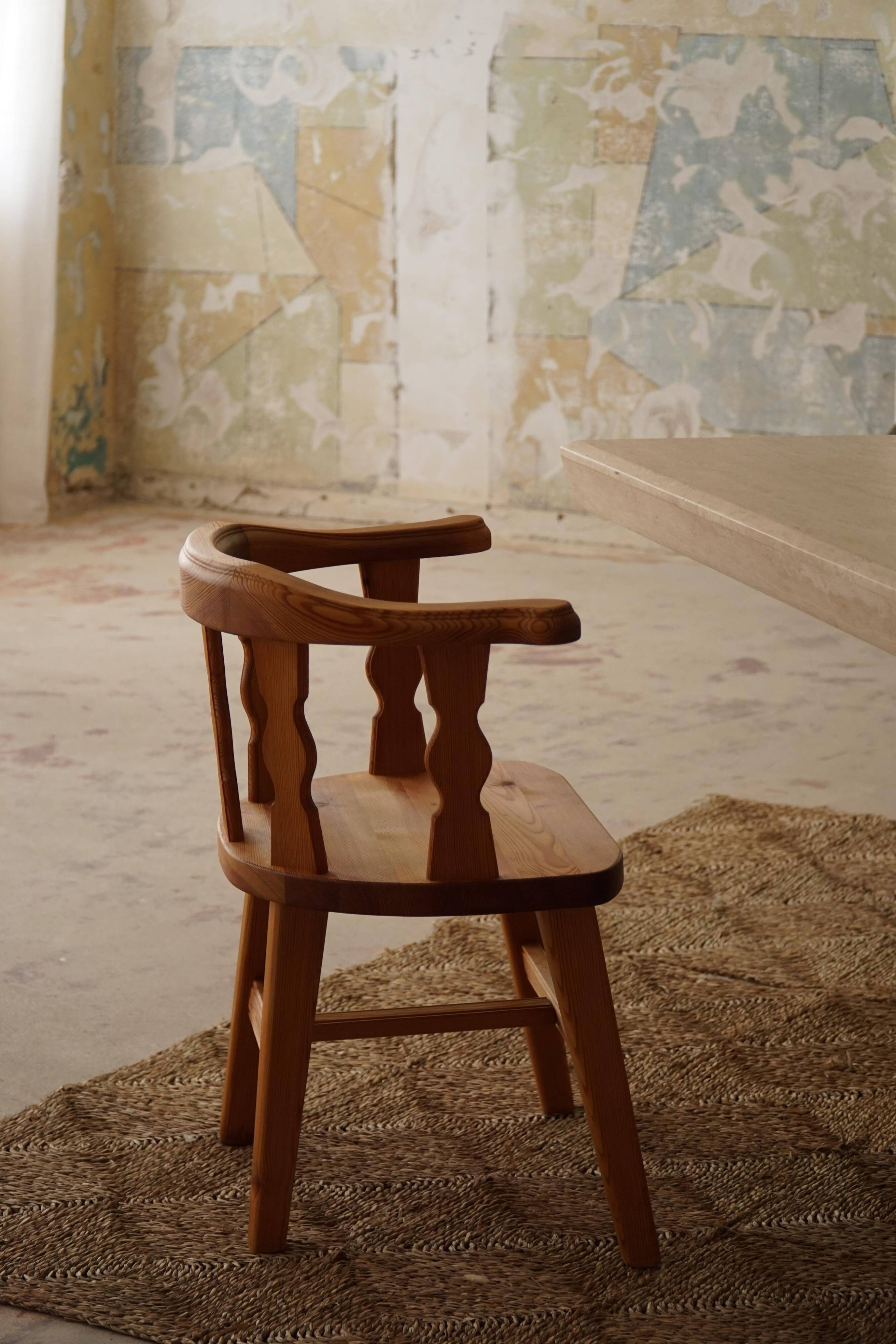 Set of 4 modern Norwegian armchairs by Krogenæs, solid pine, 1950s.