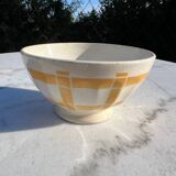Vintage Earthenware Bowl with Yellow Tiles Pattern