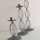 Trio of Candleholders Contemporary Candlesticks Design Metal Old Silver