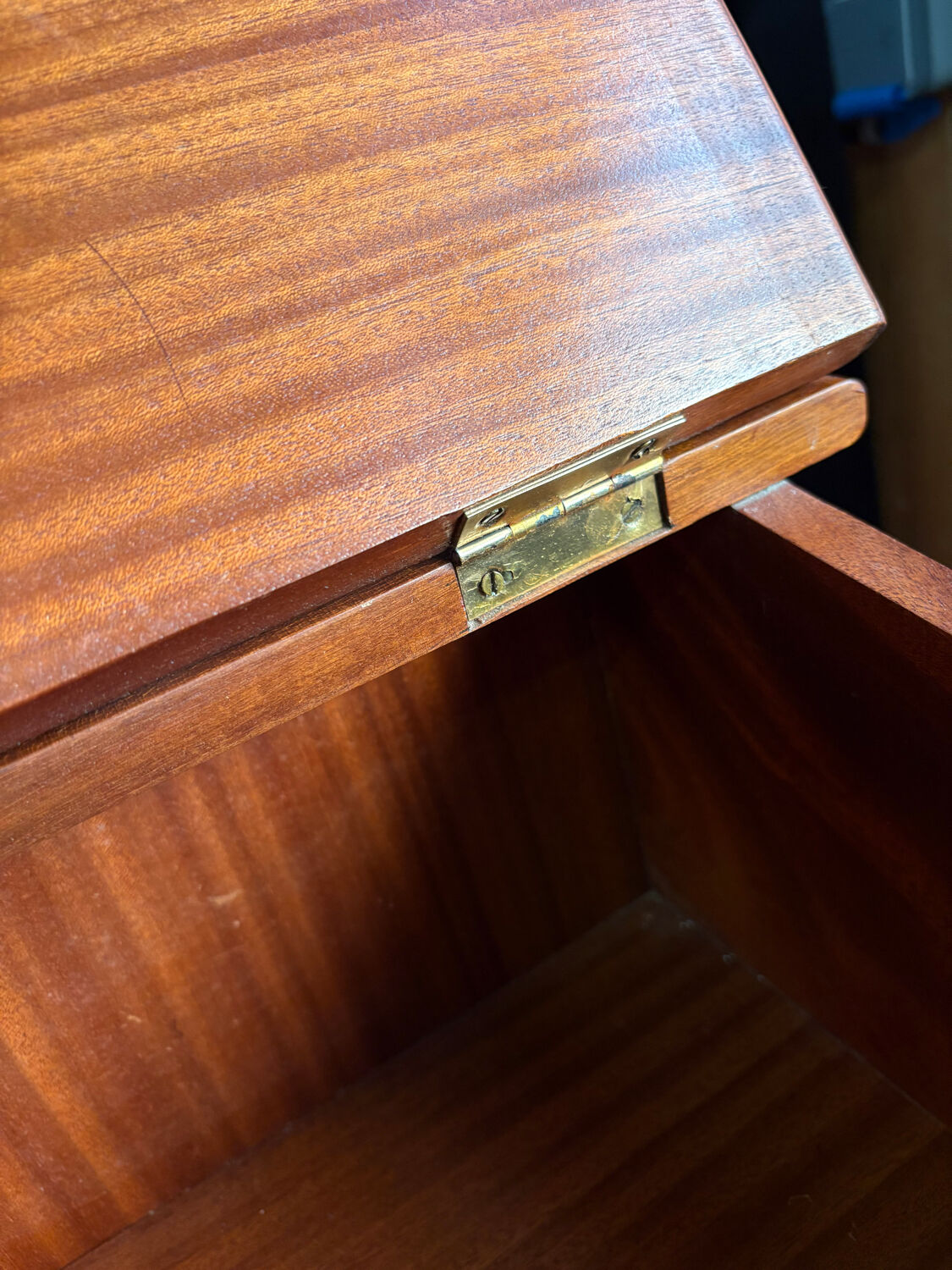 Wooden writing desk with storage, vintage 1950s.