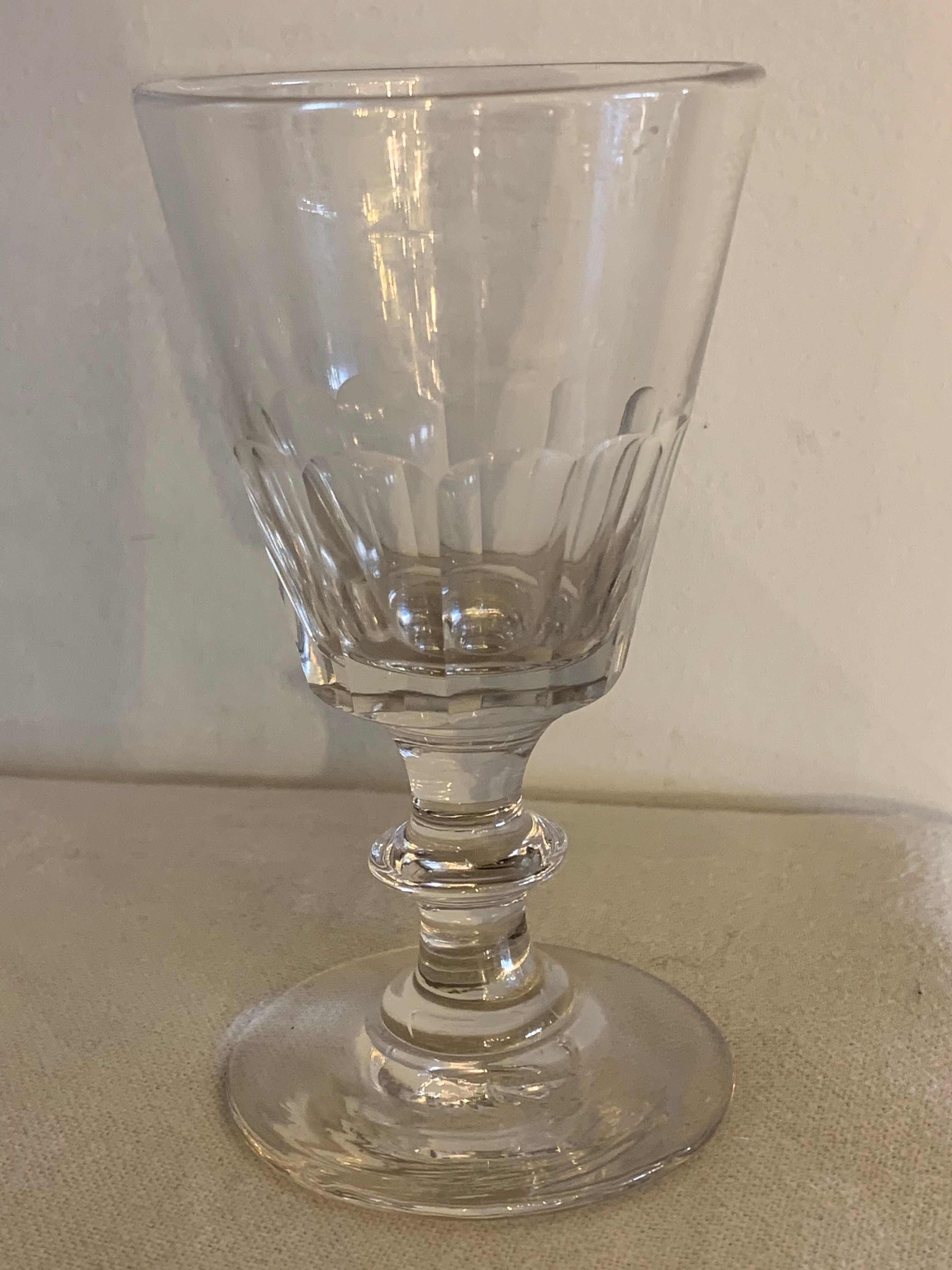 7 glasses on foot old glass bubbled and blown 19th century