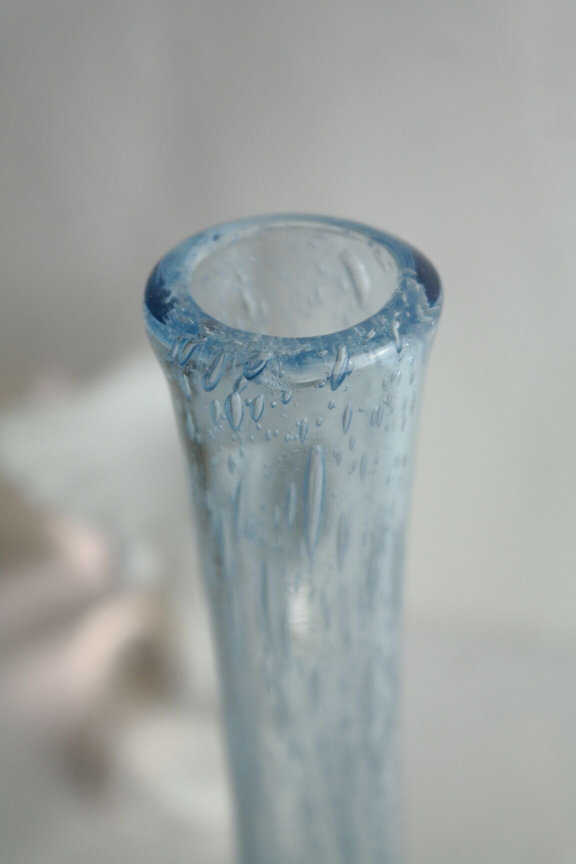 Pair of vintage biot bubbled blown glass soliflores