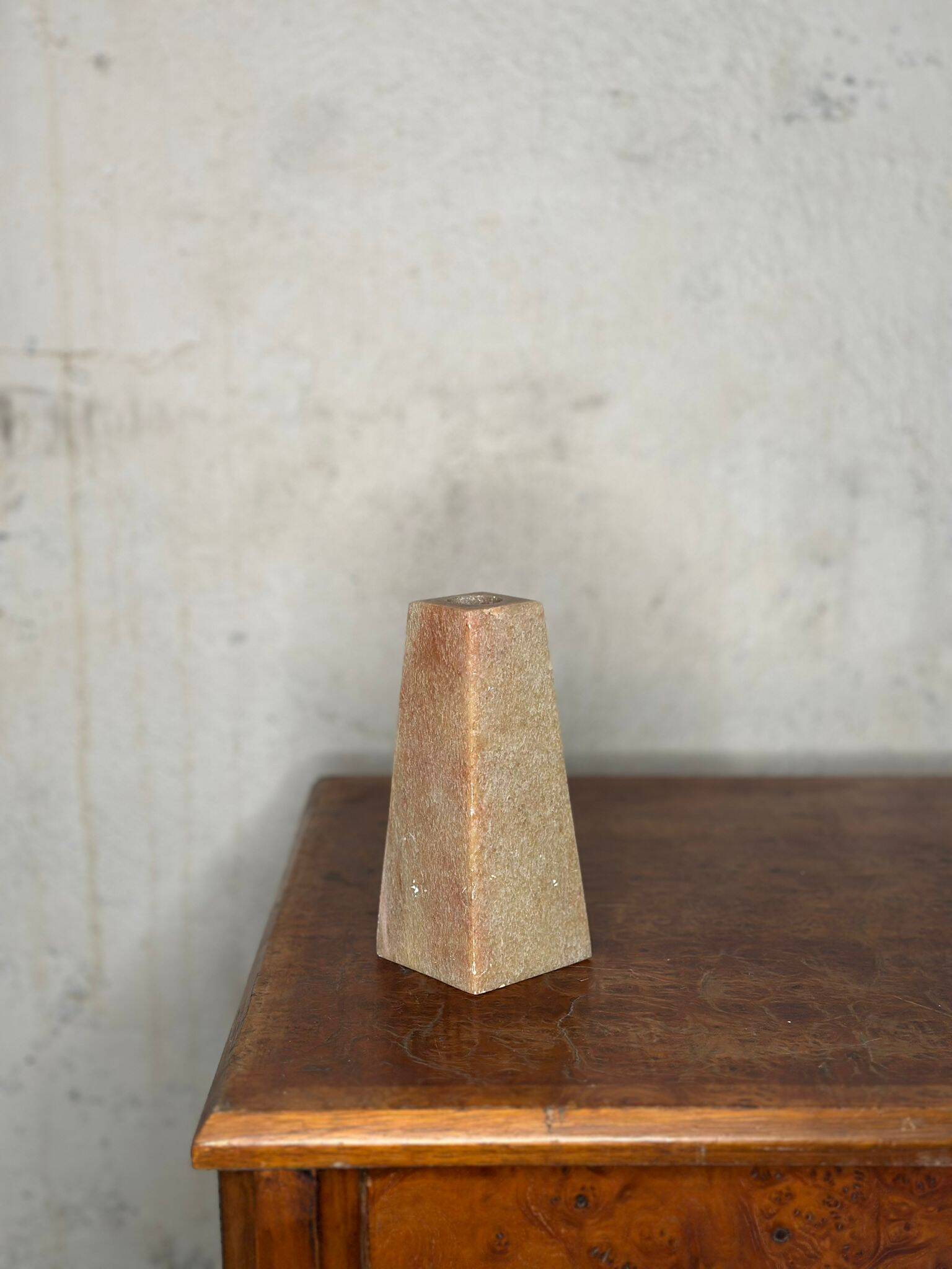 Beige stone candle holder