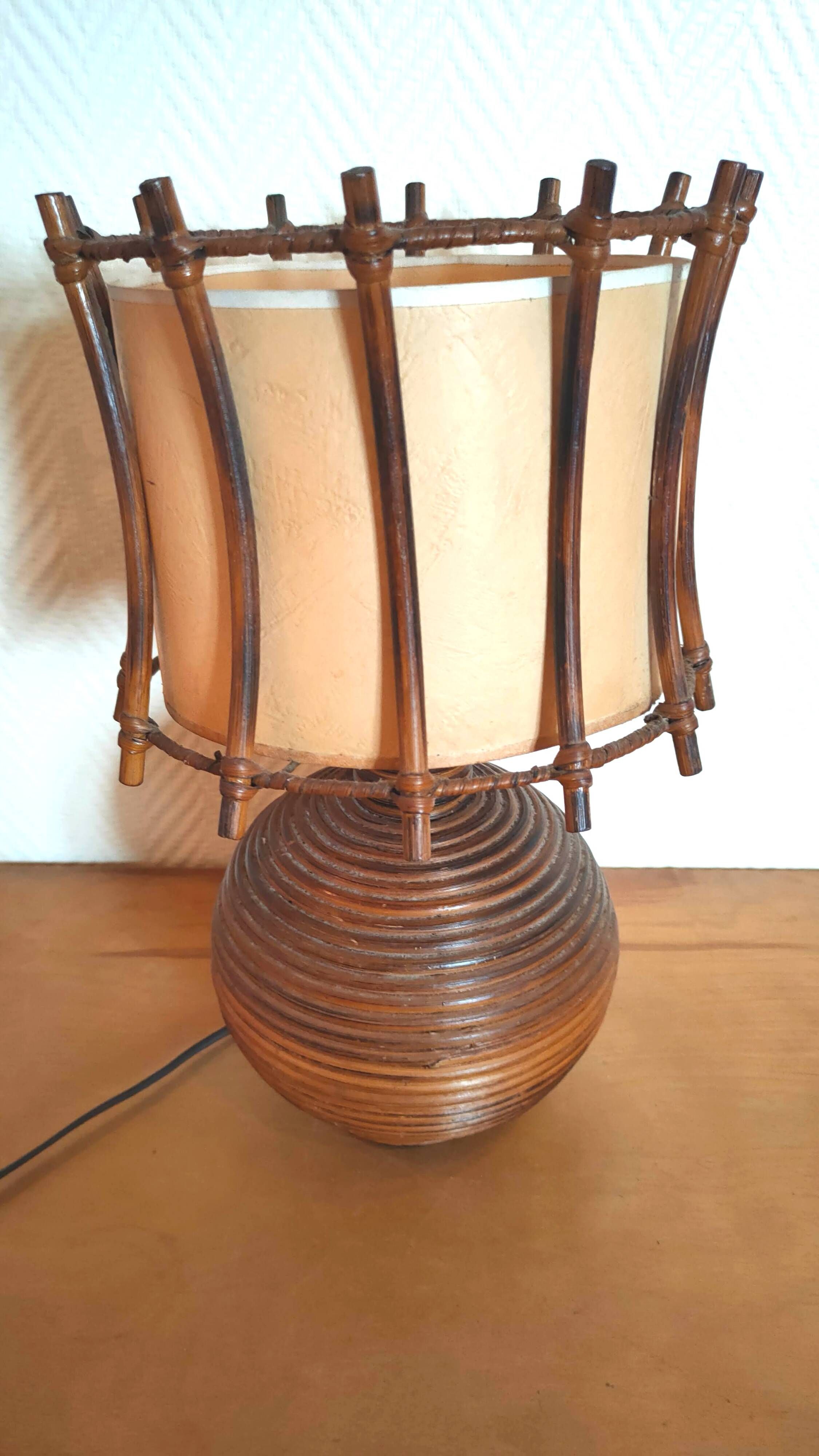 Rattan and wicker lamp design 50s 60s