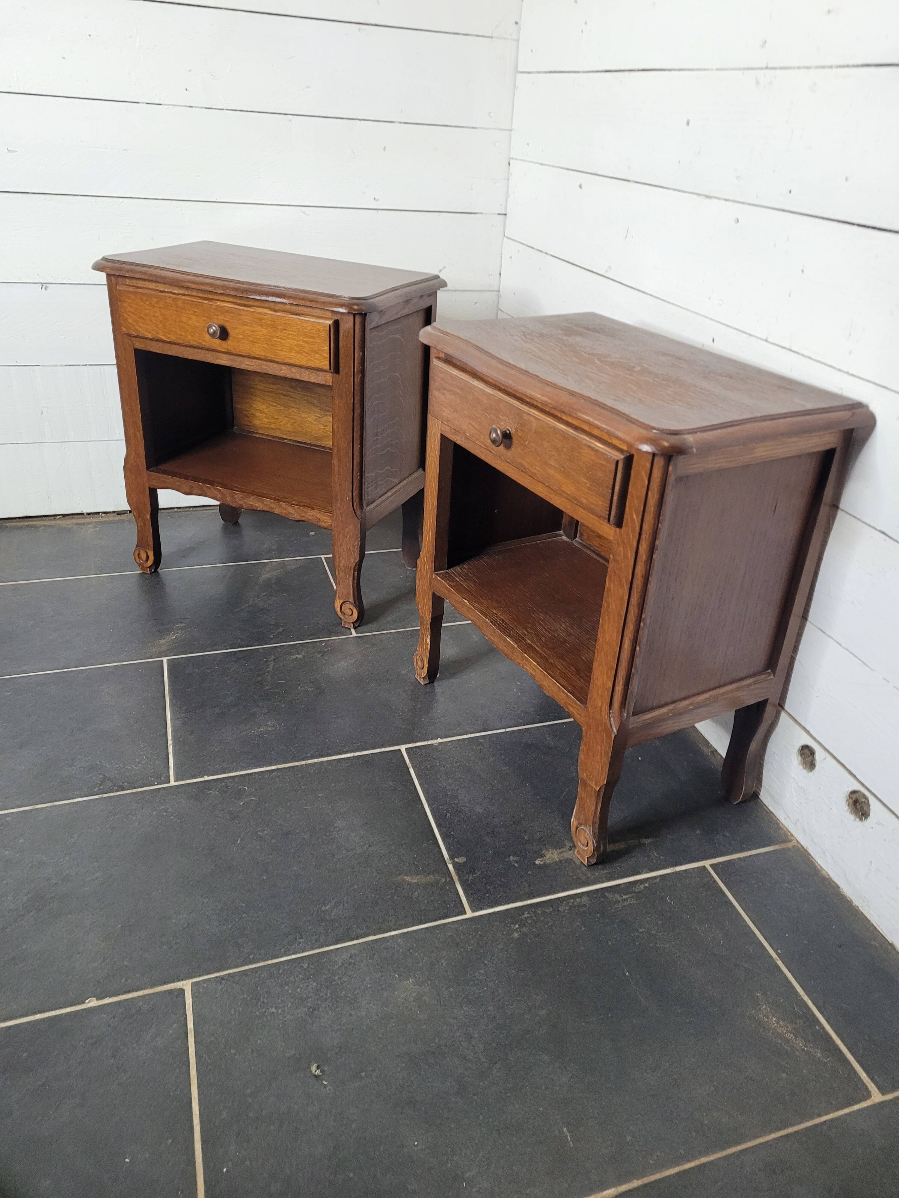 Pair of oak bedside tables