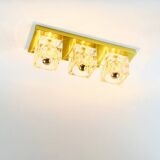 Pair of Large Crystal Glass & Brass Wall Lights/Sconces from Peill & Putzler, Germany, 1970s